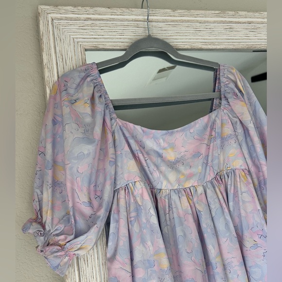 Pastel Women’s Square Neck Puffed Sleeve Mini Dress - Picture 9 of 13